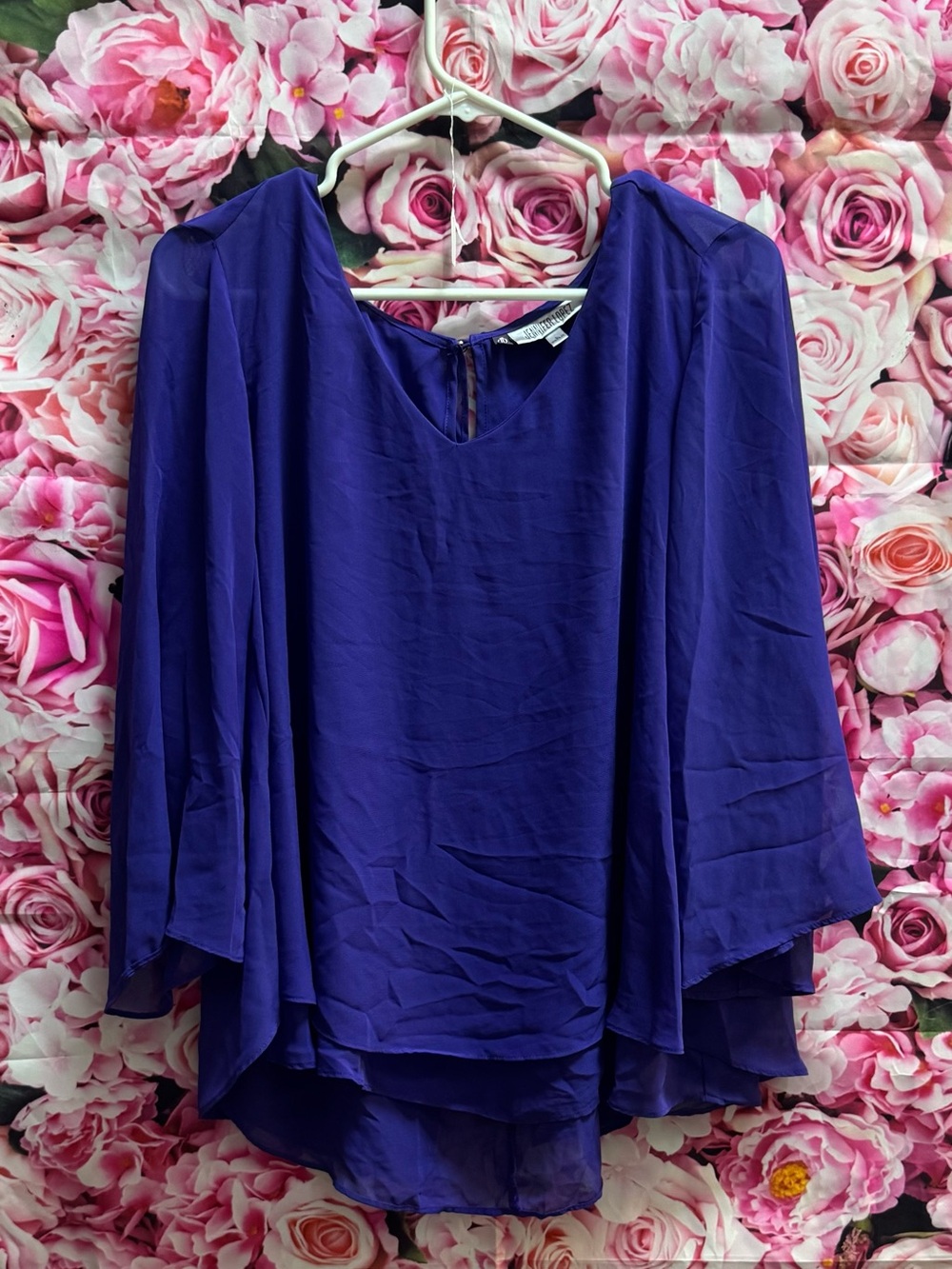 Jennifer Lopez Royal Purple Chiffon Layered Blouse size large